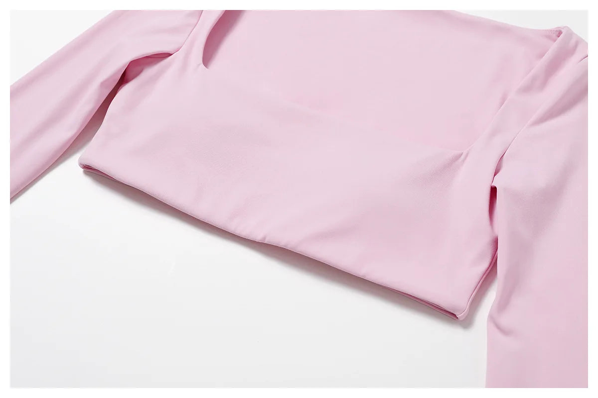 Women's Seamless Long Sleeve Yoga Crop Top – Quick-Dry Square Neck Gym Shirt