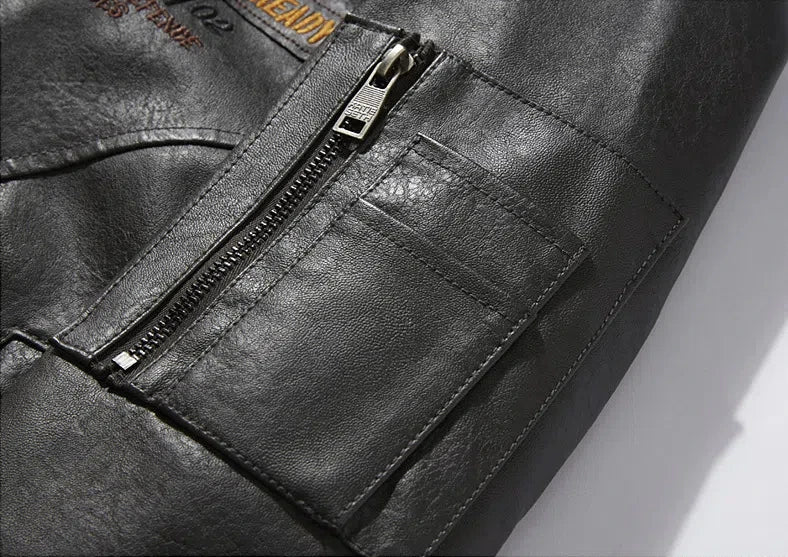 Men's Plus Size PU Motorcycle Suit – Fleece Jacket