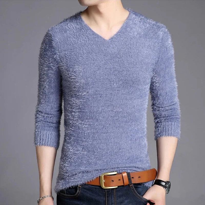 Men's Plus Size V-Neck Jumper