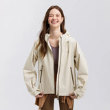 Women's Windproof Raglan Hooded Spring Jacket