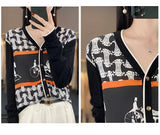 Women's Silk Print Wool Cardigan