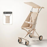 Lightweight travel stroller suitable for ages 6-60 months, featuring a foldable design and all-terrain wheels.