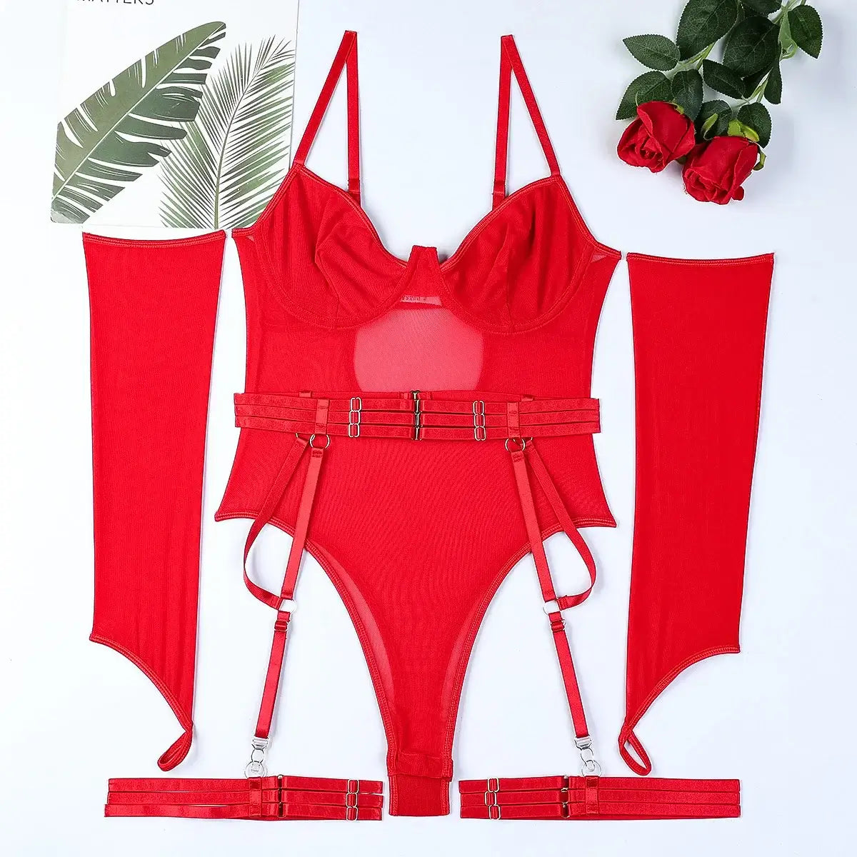 Women Mesh Splicing Suspender Jumpsuit