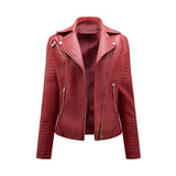 Women's Faux Leather Lapel Biker Jacket