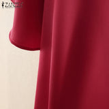 Women Satin Office Short Sleeve Blouse