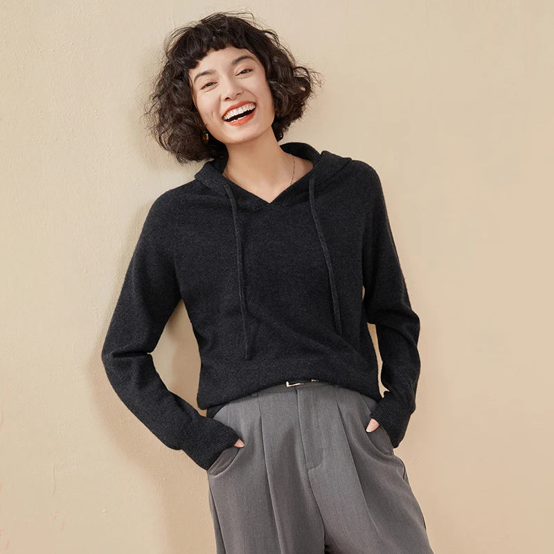 Women's 100% Cashmere Hooded Sweater