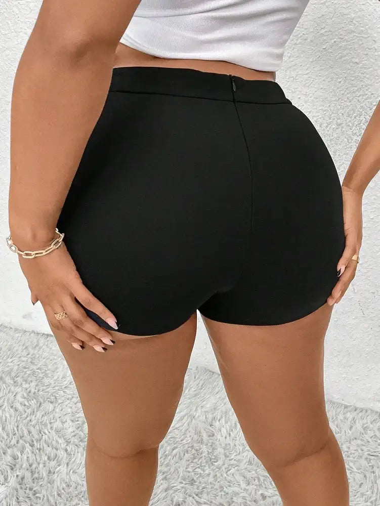 Women Plus Size Asymmetric Mini Shorts