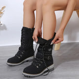 Women Mid Calf Boots Vintage Western Heels
