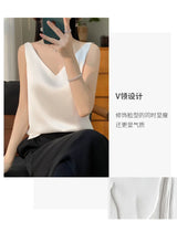 Ice Silk Satin V‑Neck Camisole Crop Top