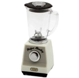 Vintage-style blender with glass jar and adjustable knob for perfect blending.