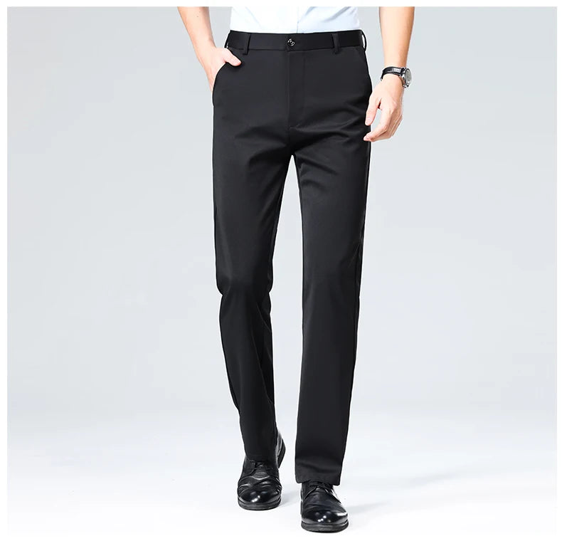 Men's Plus Size Business Trousers – Classic Black