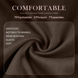 Close-up of soft, comfortable fabric with 70% polyester, 23% rayon, and 7% spandex; features anti-static, elastic qualities.
