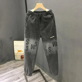 Men's Plus Size Printed Cropped Jeans