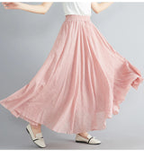 Women Cotton Linen Maxi Skirt
