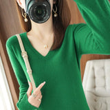 Women's V-Neck Knitted Pullover Sweater