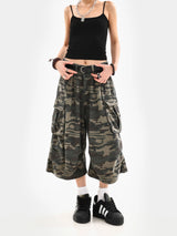 Women Camouflage Cargo Capri Shorts