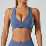 Women Deep V Hollow Back Sports Bra