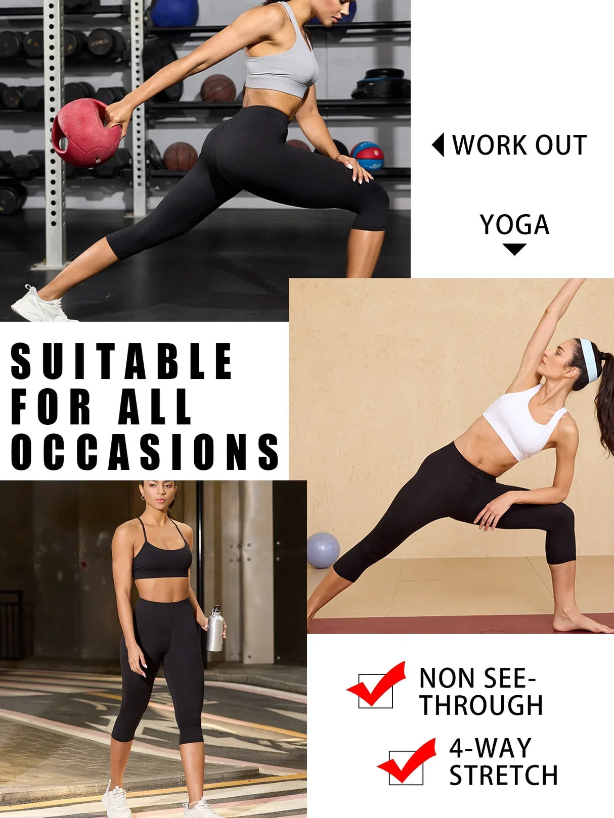 Women 3-Pack Super Soft Capri Yoga Leggings