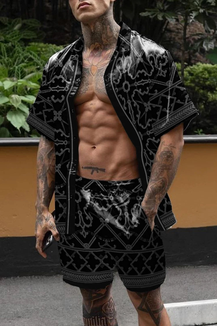 Men Hawaiian Floral Shorts Set