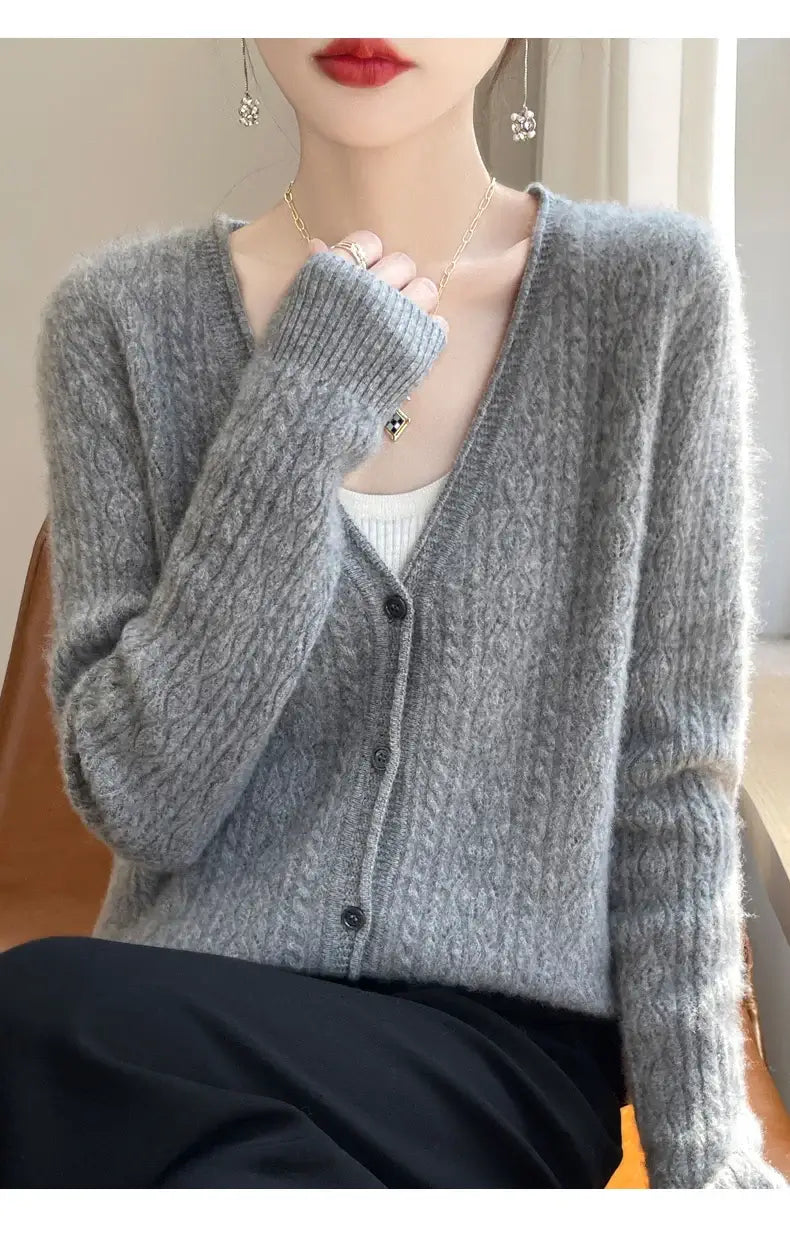 Women Merino Wool Cashmere Cardigan