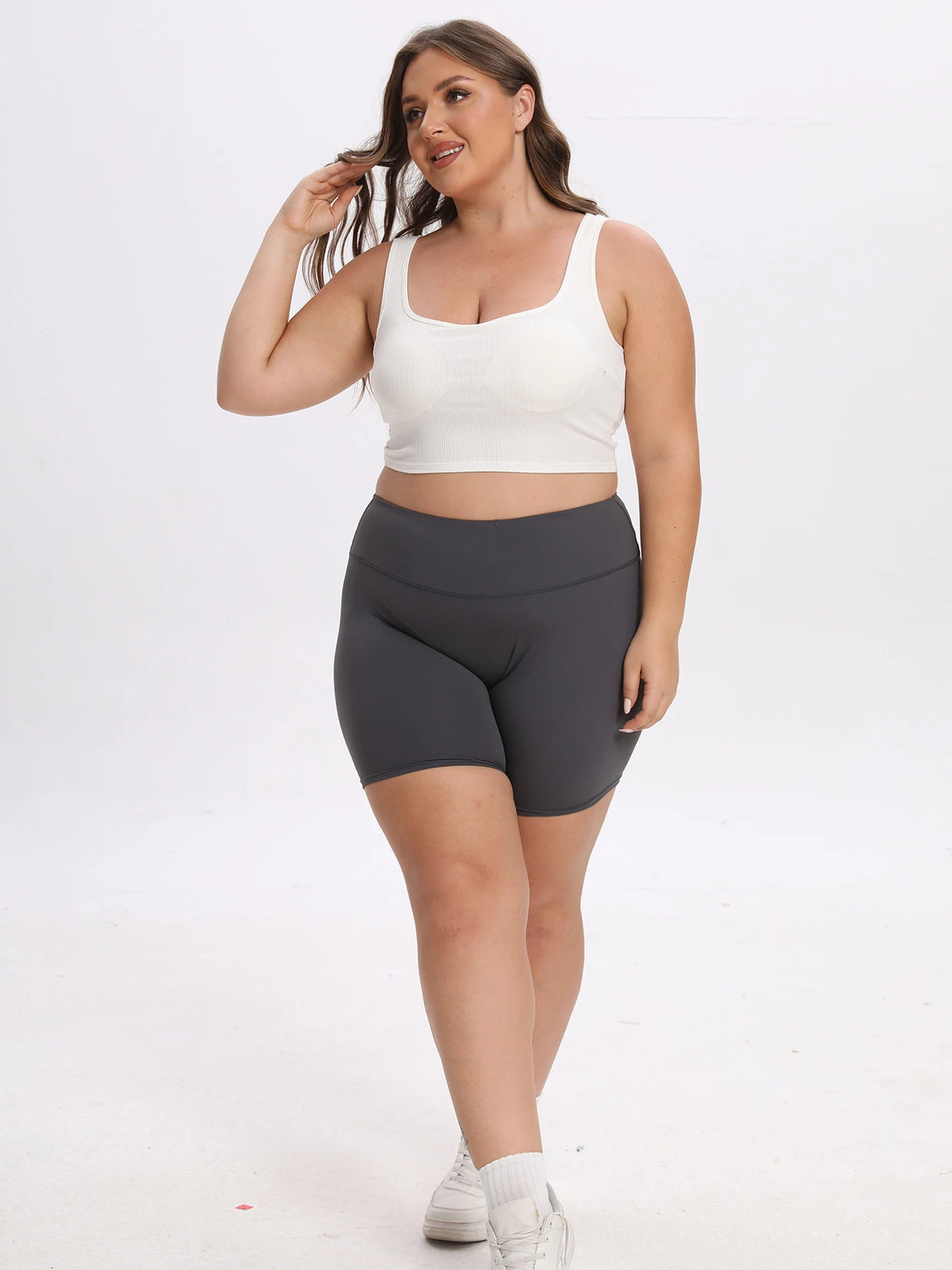 Women High Waist 3 Pocket Bike Shorts