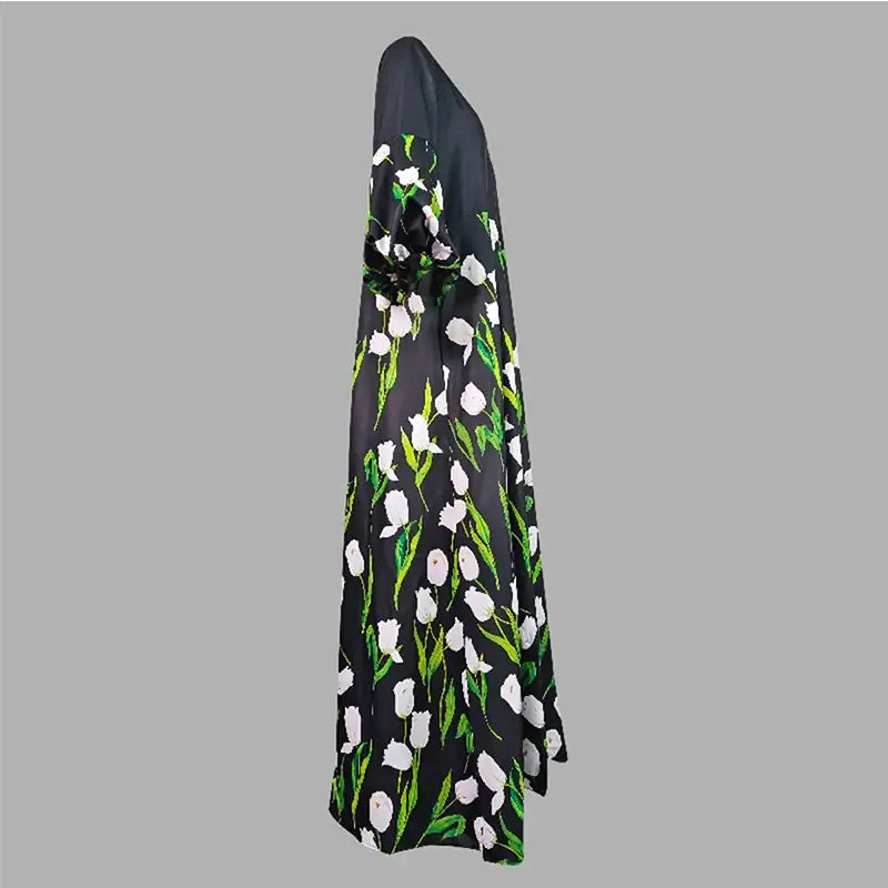 Women Floral Print Trench Coat Dress