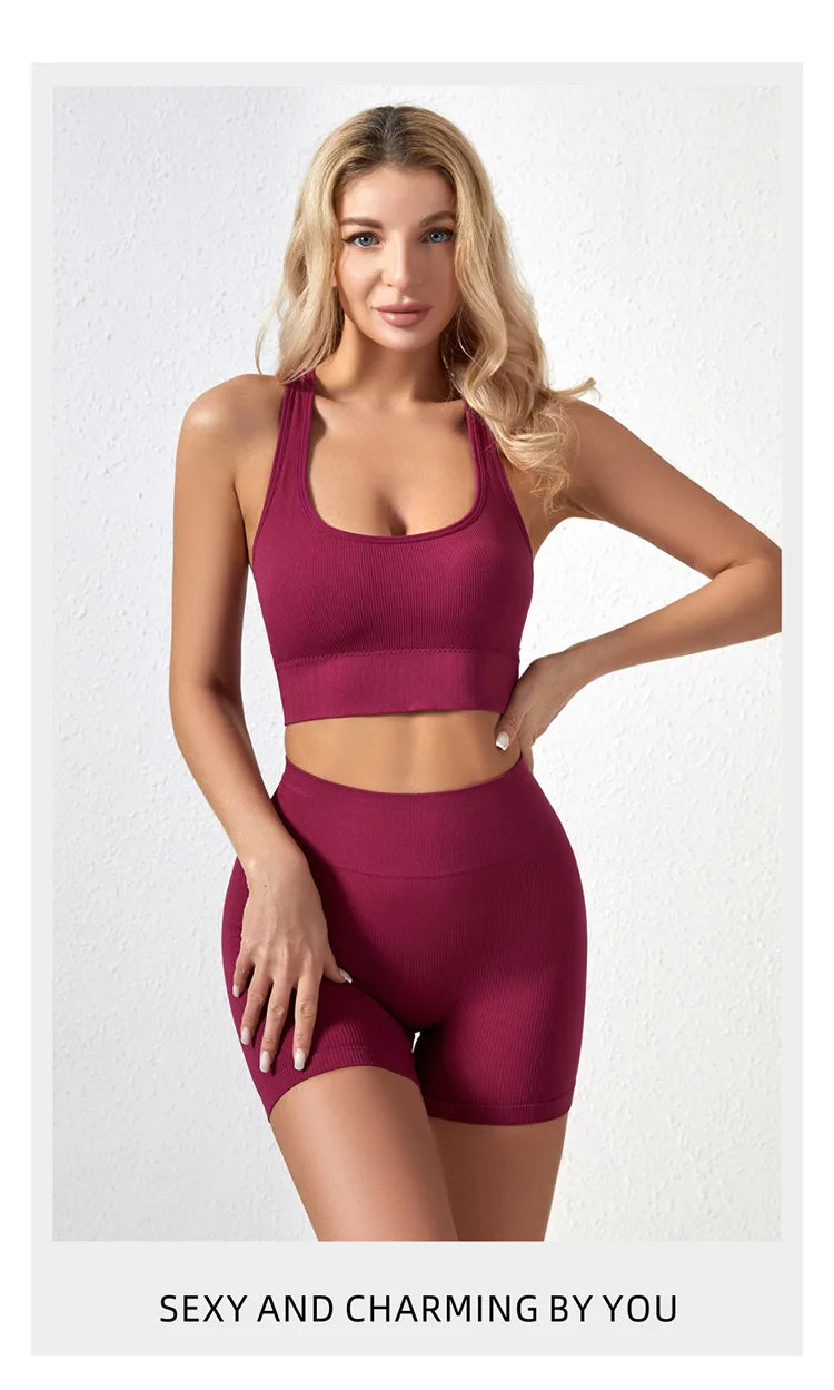 Women Seamless Yoga Bra Set