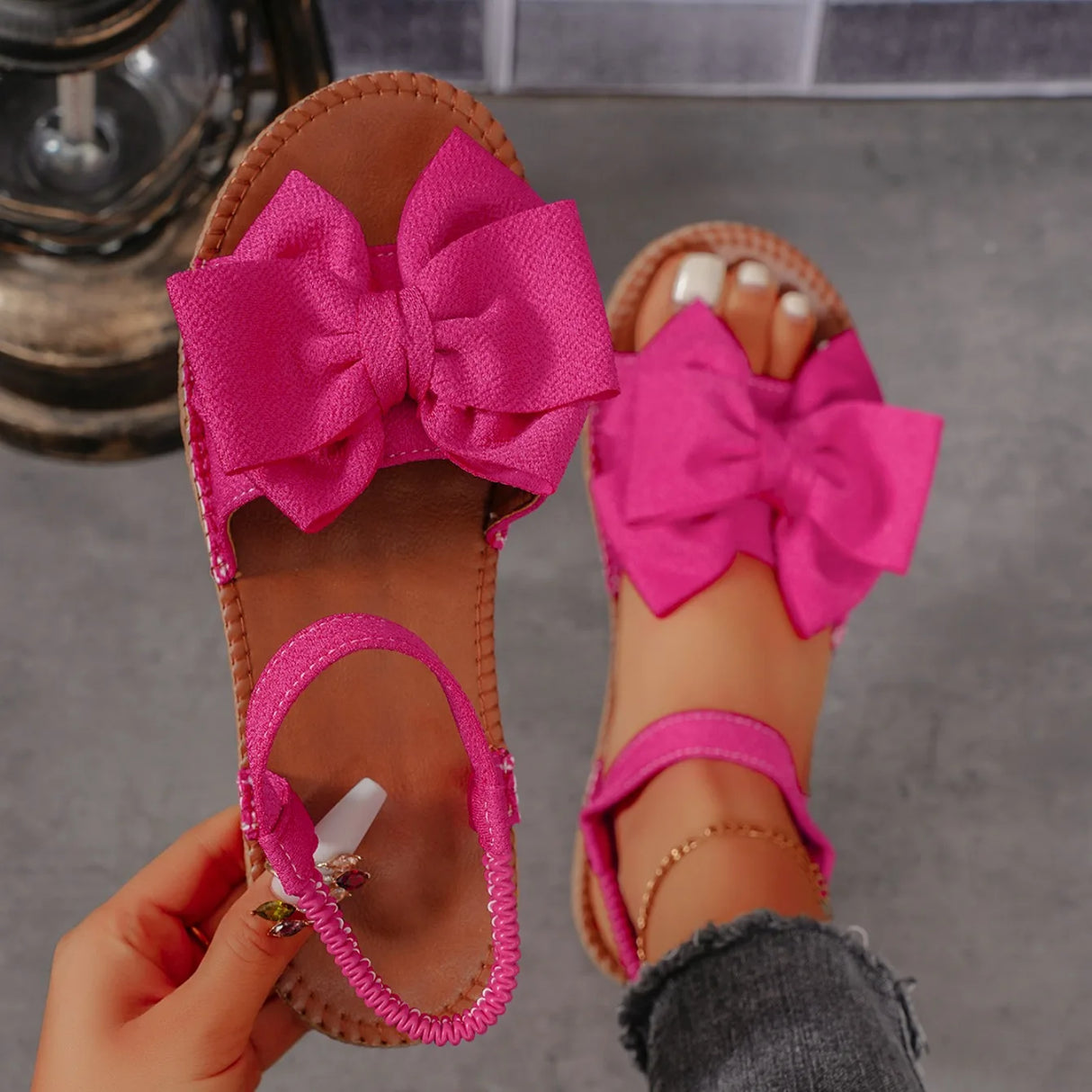 Women Bow Tie Sandals Casual Summer Slides