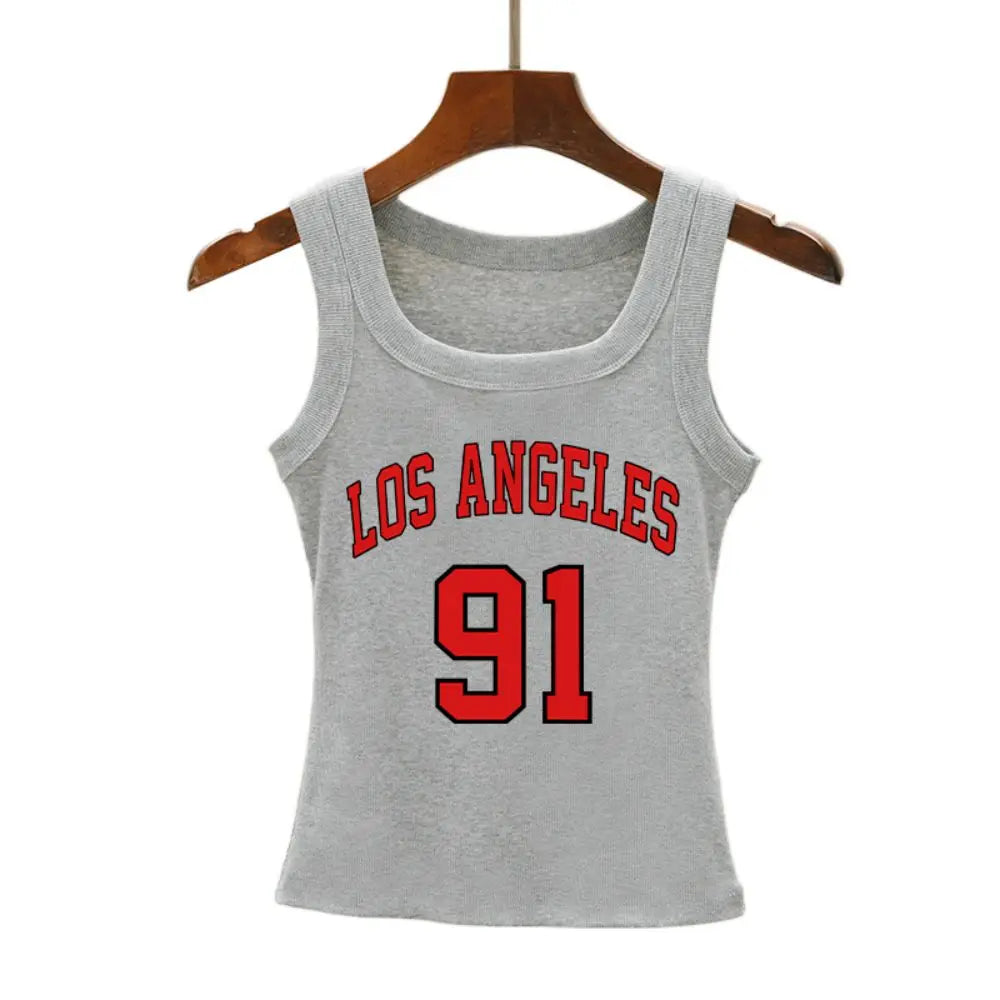 Los Angeles Print Ribbed Knit Tank Vest
