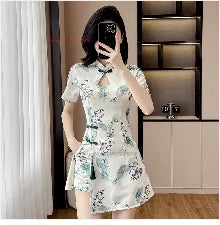 2025 Korean Hanbok Dress in floral design, featuring a short style, perfect for traditional women's clothing.