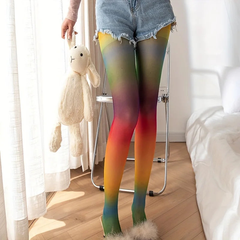Women Colorblock Pantyhose