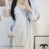 Women Satin Robe Nighty Set