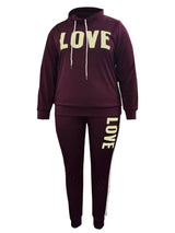 Women Plus Size Striped Sweatsuit
