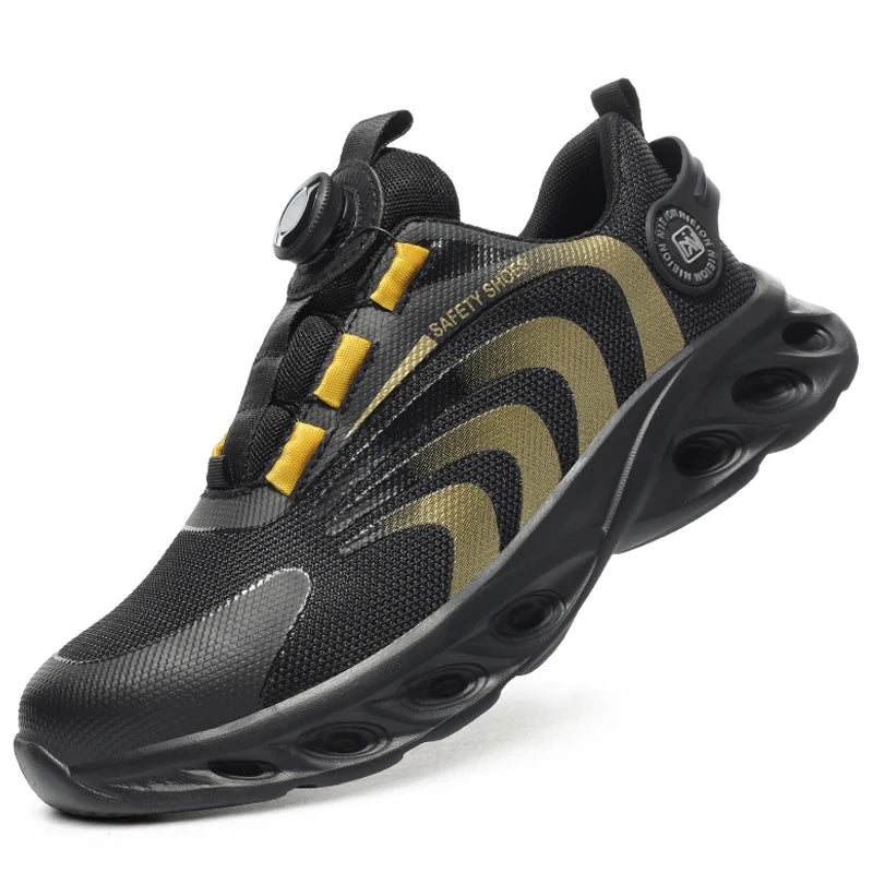 Men Lightweight Rotary Buckle Safety Shoes