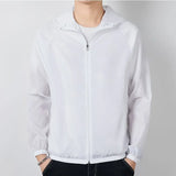 Men Solid Color Sunscreen Zipper Jacket
