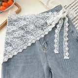 Women Embroidered Lace Mini Apron Skirt