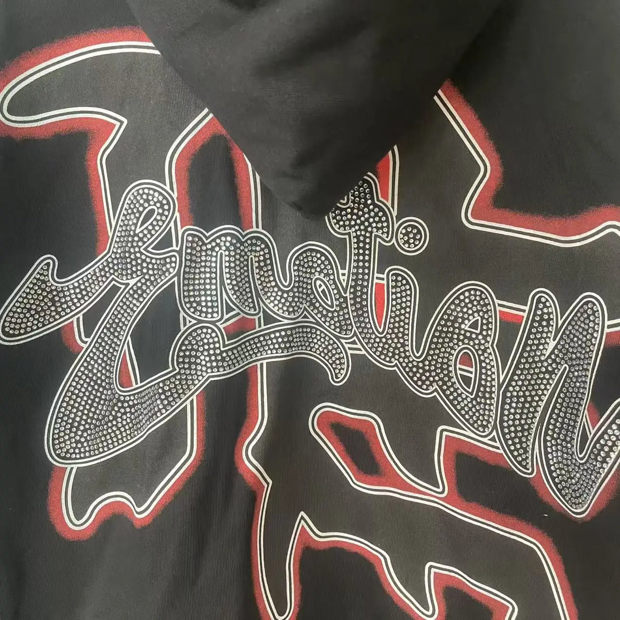 Men Rhinestone Zipper Hoodie