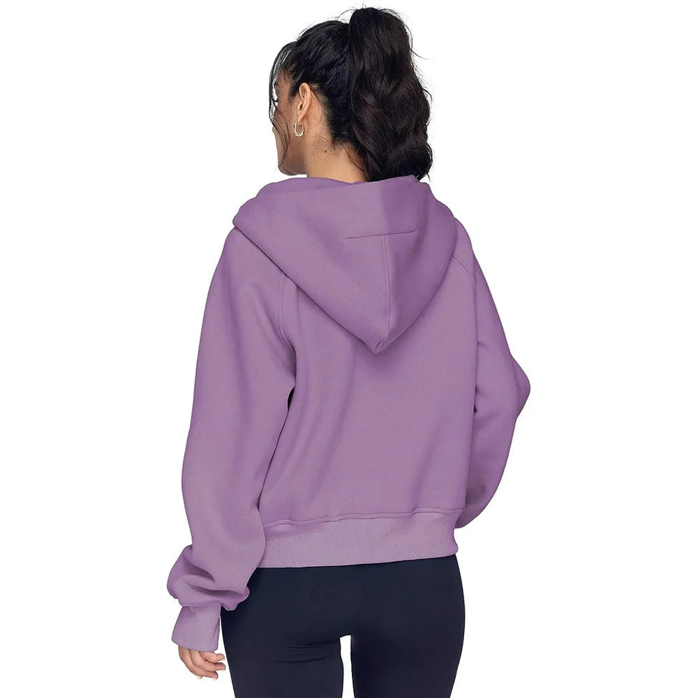 Half Zip Cropped Hoodie