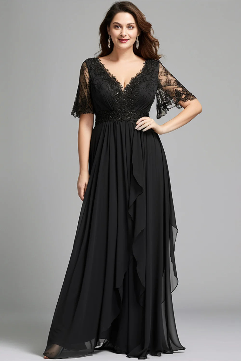 Women Black Lace Maxi Dress
