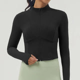 Women Slim Fit Zipper Yoga Top Jacket