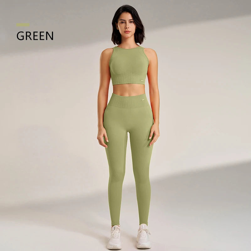 Women High Waist Leggings & Top Set