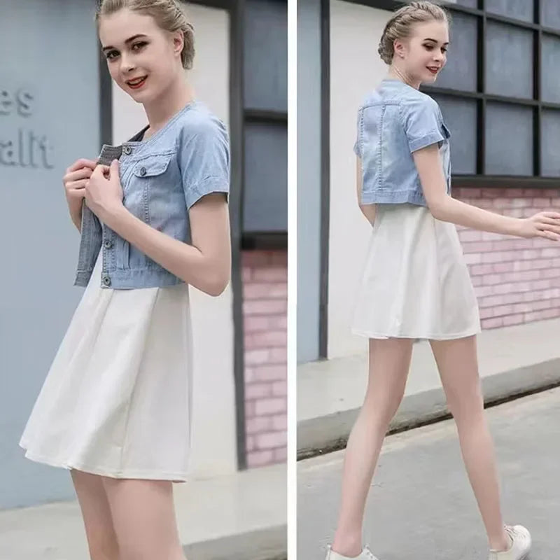 Lucyever Y2K Cropped Denim Jacket for Women