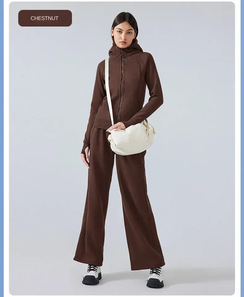 Women Thick Warm Hooded Sports Jacket