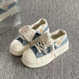 Women Canvas Shoes Thick Sole White Sneakers