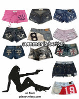 SweetGoth™ – Embroidered Y2K Mini Skirt (Gothic Low Waist Shorts)