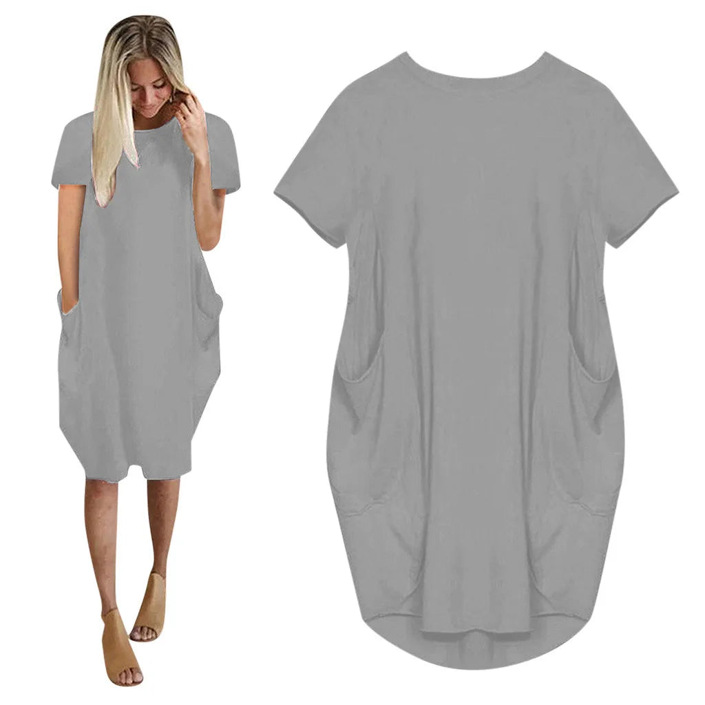 Women Casual Loose Cotton Dress