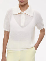 Women's Polo Collar Hollow Knit Sweater