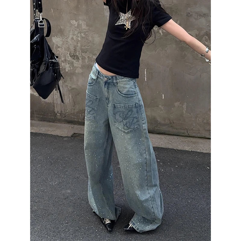 VintaJean™ – Y2K Baggy Blue Harajuku Denim Pants (Retro, Loose & Iconic)