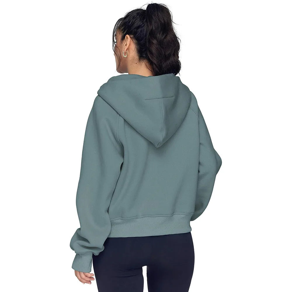 Half Zip Cropped Hoodie