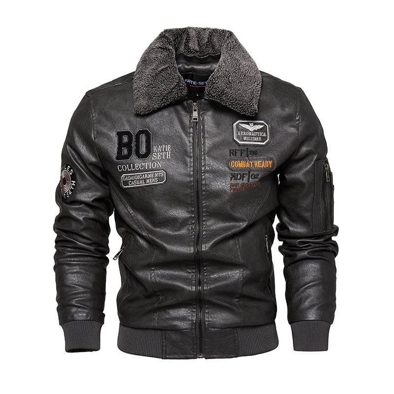 Men's Plus Size PU Motorcycle Suit – Fleece Jacket